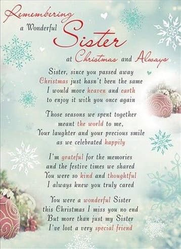 Rouwkaart herdenkingskaart a wonderful sister christmas &, Ophalen of Verzenden, Nieuw