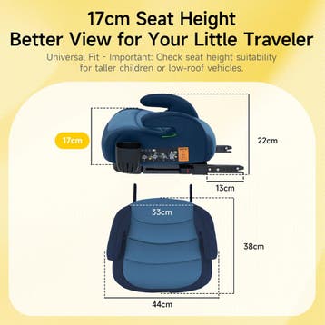 Zitverhoger isofix - Stoelverhoger auto - 6-12 jaar - Blauw, Verzenden, Zo goed als nieuw