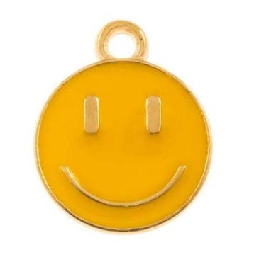 2 x Bedel Enamel light gold Smiley 14,5 x 12mm oogje: 1,5..., Ophalen of Verzenden, Nieuw, Kraal