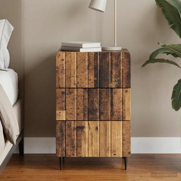vidaXL Nachtkastje met lade Oud hout 43x 41 x 68 cm Bewerkt, Minder dan 45 cm, Verzenden, Nieuw, 55 tot 70 cm