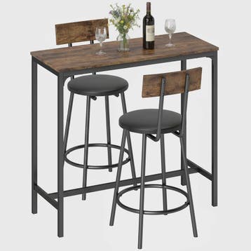 Homcom Bartafel Set met 2 Krukken - Hoog Keukentafelmeubel m, Verzenden, Nieuw