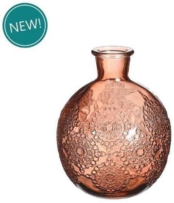 Gekleurd glazen flesje bologna vaasje kandelaar mahogany ø13, Ophalen of Verzenden, Nieuw