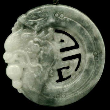 Jade - Natuurlijk Type A Jadeiet (Feicui) Gegraveerde Draak-