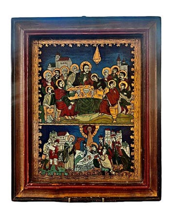 Icoon - Laatste Avondmaal, Geboorte van Christus - Glas