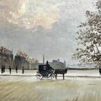Franse school (XX) - La traversée de la calèche, Pont Marie,