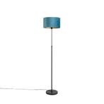 Vloerlamp zwart met velours kap blauw met goud 35 cm - Parte, Verzenden, Nieuw, Country-rustic
