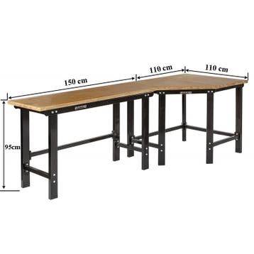 Werkbank hoekopstelling - Hoek werkbank 260 cm lang zwart, Doe-het-zelf en Verbouw, Werkbanken, Ophalen of Verzenden, Nieuw