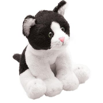 Pluche kat knuffel - zwart/witte lapjeskat - 13 cm, Verzenden, Nieuw