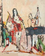 Carlo Tretti (1928) - donna in rosso e pianoforte