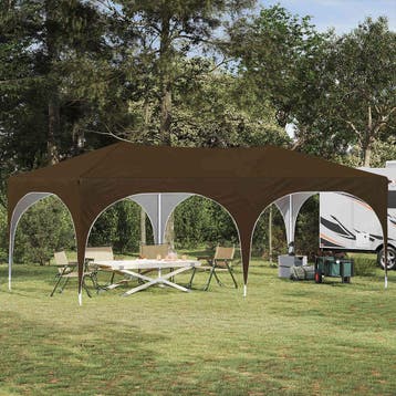 vidaXL Pop-up partytent 574 x 289 x 245 cm Taupe Oxford Stof, Verzenden, Nieuw, Partytent