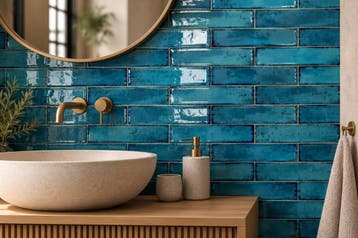 Visgraat handvormtegels 7,5x30 blauwe keuken badkamertegels, Verzenden, Nieuw, Minder dan 20 cm, 20 tot 40 cm