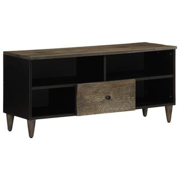 vidaXL Tv-meubel 100x33x46 cm massief mangohout zwart, Verzenden, Nieuw, Grenenhout
