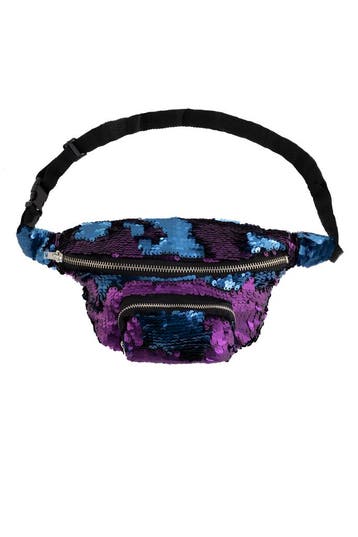 KIMU® Heuptasje Rond Voorvak Pailletten Donkerblauw Paars He, Ophalen of Verzenden, Nieuw, Paars, Overige typen