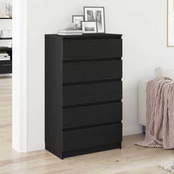 vidaXL Ladekast 60x36x103 cm bewerkt hout zwart eikenkleur, Verzenden, Nieuw, Overige houtsoorten