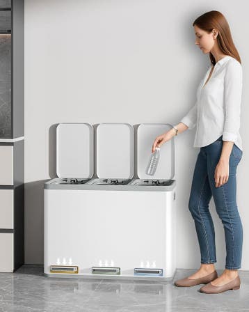 Prullenbak - Afvalbak - Vuilnisbak - 45 Liter - Wit - Hzuane, Huis en Inrichting, Woonaccessoires | Prullenbakken, Verzenden, Zo goed als nieuw
