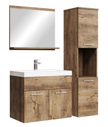 Badkamermeubel Set Montreal 60 x 35 cm Bruin Eiken Badmeubel, Huis en Inrichting, Badkamer | Badkamermeubels, Verzenden, Nieuw