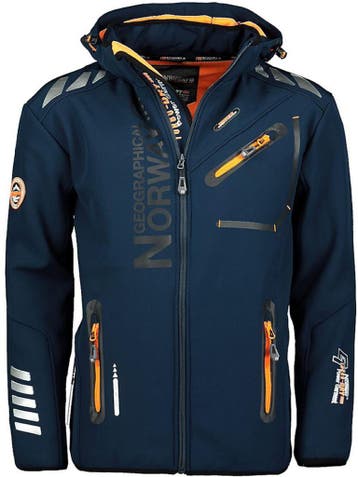 Geographical Norway Softshell Jas Donkerblauw/Oranje Royaute, Kleding | Heren, Jassen | Zomer, Verzenden, Nieuw, Blauw