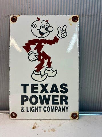 Texas Power & Light Company – Emaille Reclamebord - Emaille
