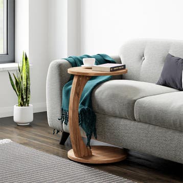 Bijzettafel Holeby 56x38 cm houtkleurig [en.casa], Verzenden, Nieuw