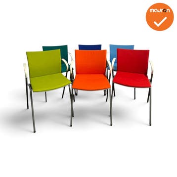 Set van 6 - Ahrend 463 - Gekleurde nieuwe stoffering - Gr..., Vergader- of Presentatieruimte, Ophalen of Verzenden, Gebruikt, Stoel