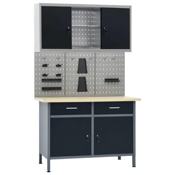 vidaXL Werkbank met drie wandpanelen en een kast, Doe-het-zelf en Verbouw, Verzenden, Nieuw