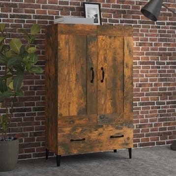 vidaXL buffetkast 70x31x115 cm bewerkt hout gerookt, Verzenden, 100 tot 150 cm, Nieuw, 50 tot 100 cm