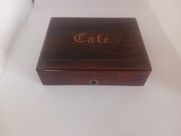 Coffret boite à couverts café en marqueterie Boulle époque