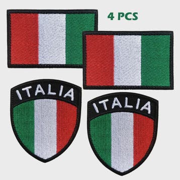 Set van 4 Italiaanse Vlag Patches met Klittenband - Borduurw, Verzenden, Nieuw