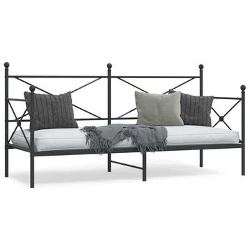 vidaXL Slaapbank zonder matras 75x190 cm staal zwart, Eenpersoons, Verzenden, Zwart, Nieuw