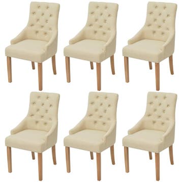 vidaXL Eetkamerstoelen 6 st stof crème, Huis en Inrichting, Verzenden, Nieuw