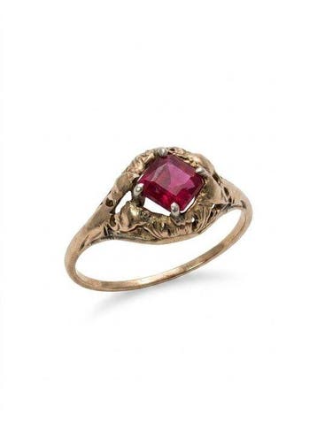 Zonder minimumprijs - Ring - 12 kt. Geel goud Robijn, Nieuw