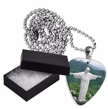 Aluminium plectrum ketting met de afbeelding van Christus, Ophalen of Verzenden, Nieuw