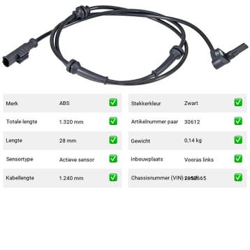 ABS-sensor FIAT Multipla 1.9 JTD 115 (186) Van 2002-07 tot 2, Verzenden, Nieuw, Fiat