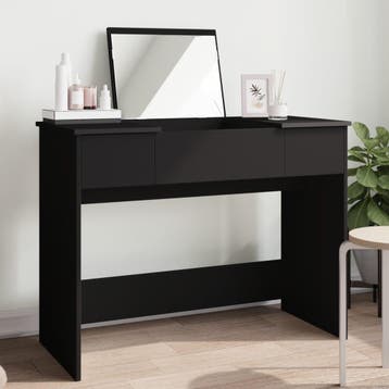 vidaXL Kaptafel met spiegel 100x45x76 cm zwart, Huis en Inrichting, Tafels | Kaptafels, Verzenden, Nieuw