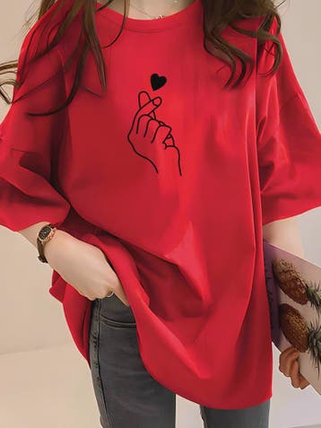 Zomer T-shirt Dames met Hart & Letter Print - Casual Loose F, Kleding | Dames, Verzenden, Nieuw