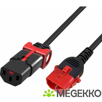 ACT Netsnoer C13 IEC Lock+ - C14 IEC Lock Dual Locking zwart, Verzenden, Nieuw