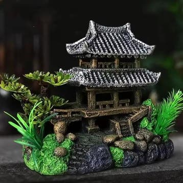 Aquarium Huis Decoratie Hars Ornament met Brug Landschap, Verzenden, Nieuw