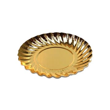 Gebaksschoteltje Rond Ribbel Goud Ø8,8cm 25st., Verzenden, Nieuw