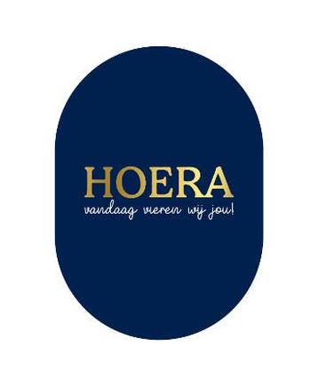 1 Enkele Wenskaart ovaal - Hoera vandaag vieren we jou -..., Diversen, Ophalen of Verzenden, Nieuw
