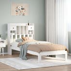 vidaXL Bed met boekenkast zonder matras grenenhout wit, Huis en Inrichting, Slaapkamer | Bedden, 90 cm, Eenpersoons, Verzenden