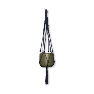 Plantenhanger Jazzy Donkerblauw - Katoen - Macramé -, Ophalen of Verzenden, Nieuw