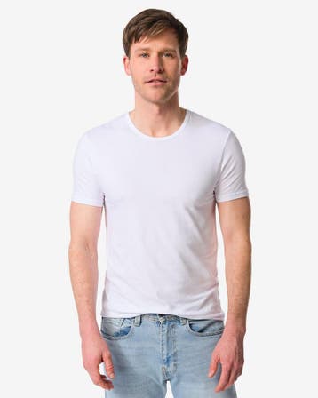 HEMA Heren ondershirt slim fit o-hals naadloos - 2 stuks wit, Verzenden, Nieuw