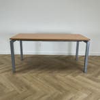 verstelbaar bureau / tafel 140x80 cm, beuken - grijs, Ophalen of Verzenden, In hoogte verstelbaar, Gebruikt