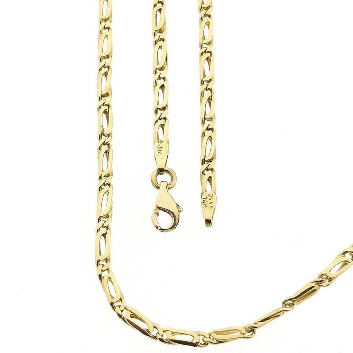 Gouden valkenoog schakelketting, Sieraden, Tassen en Uiterlijk, Kettingen, Goud, Gebruikt, Goud, Ophalen of Verzenden