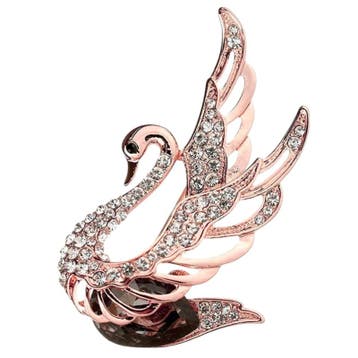 Fako Bijoux - Broche - Zwaan - Strass - 31x57mm - Rosé, Verzenden, Nieuw