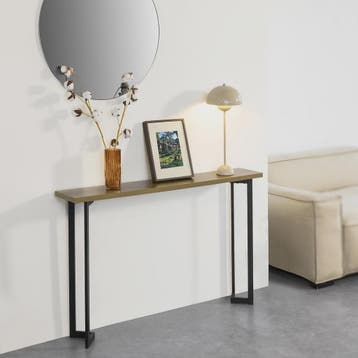 Vintage Console Tafel Metaal & Hout-Look - Smalle Hal Tafel, Verzenden, Nieuw