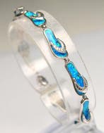 Zonder minimumprijs - Armband 925 zilver - blauwe opaal, Sieraden, Tassen en Uiterlijk, Armbanden, Nieuw