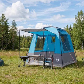 vidaXL Partytent 4-persoons Blauw 185T Polyester met PU, Verzenden, Nieuw, Tot en met 2