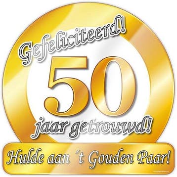 Huldeschild 50 jaar getrouwd 50x50 cm, Hobby en Vrije tijd, Verzenden, Nieuw