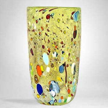 Filippo Maso - Vaas - Grote groene vaas met zilveren blad en, Antiek en Kunst, Antiek | Glas en Kristal